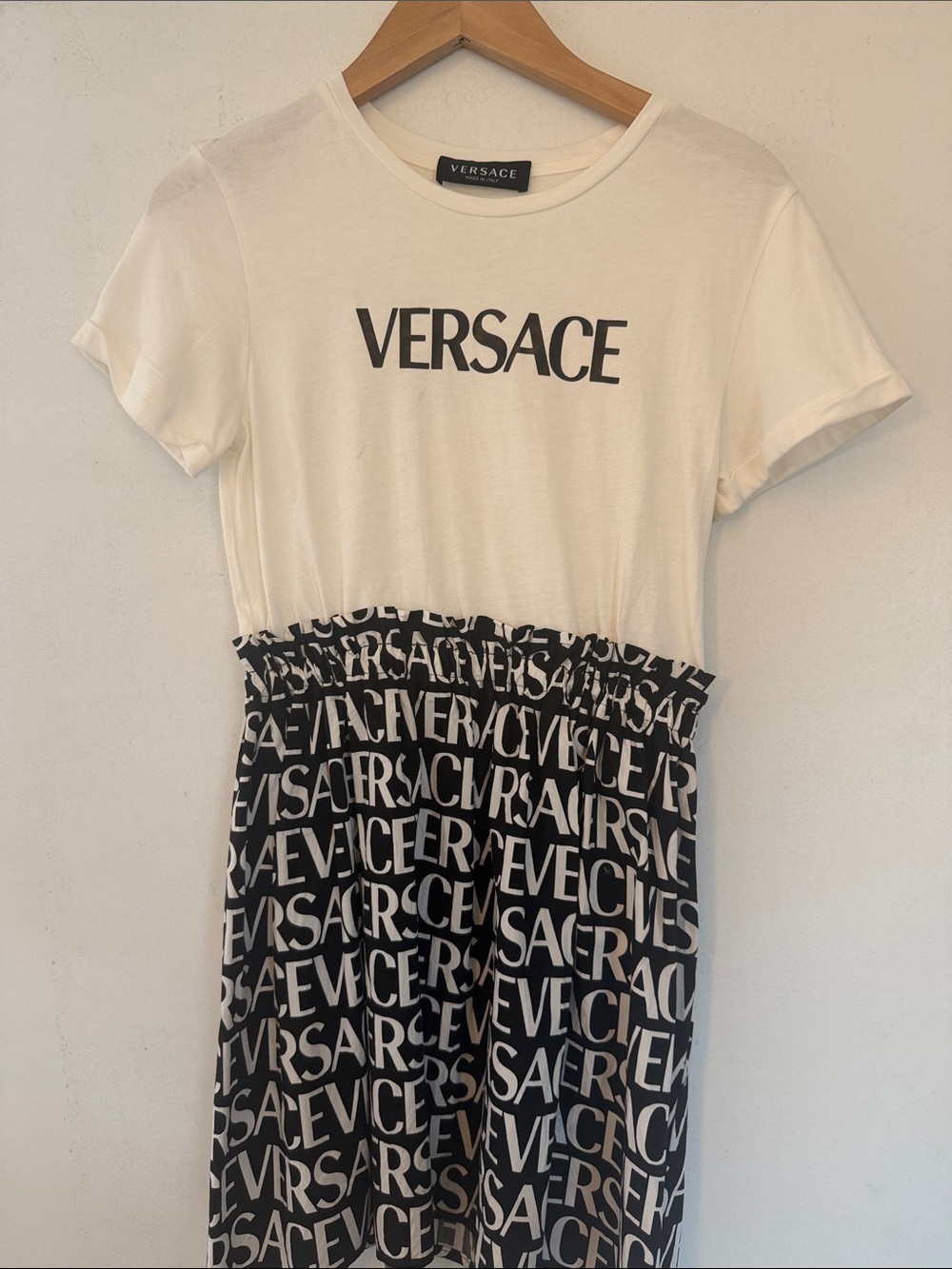Versace Black and White Logo Midi Dress